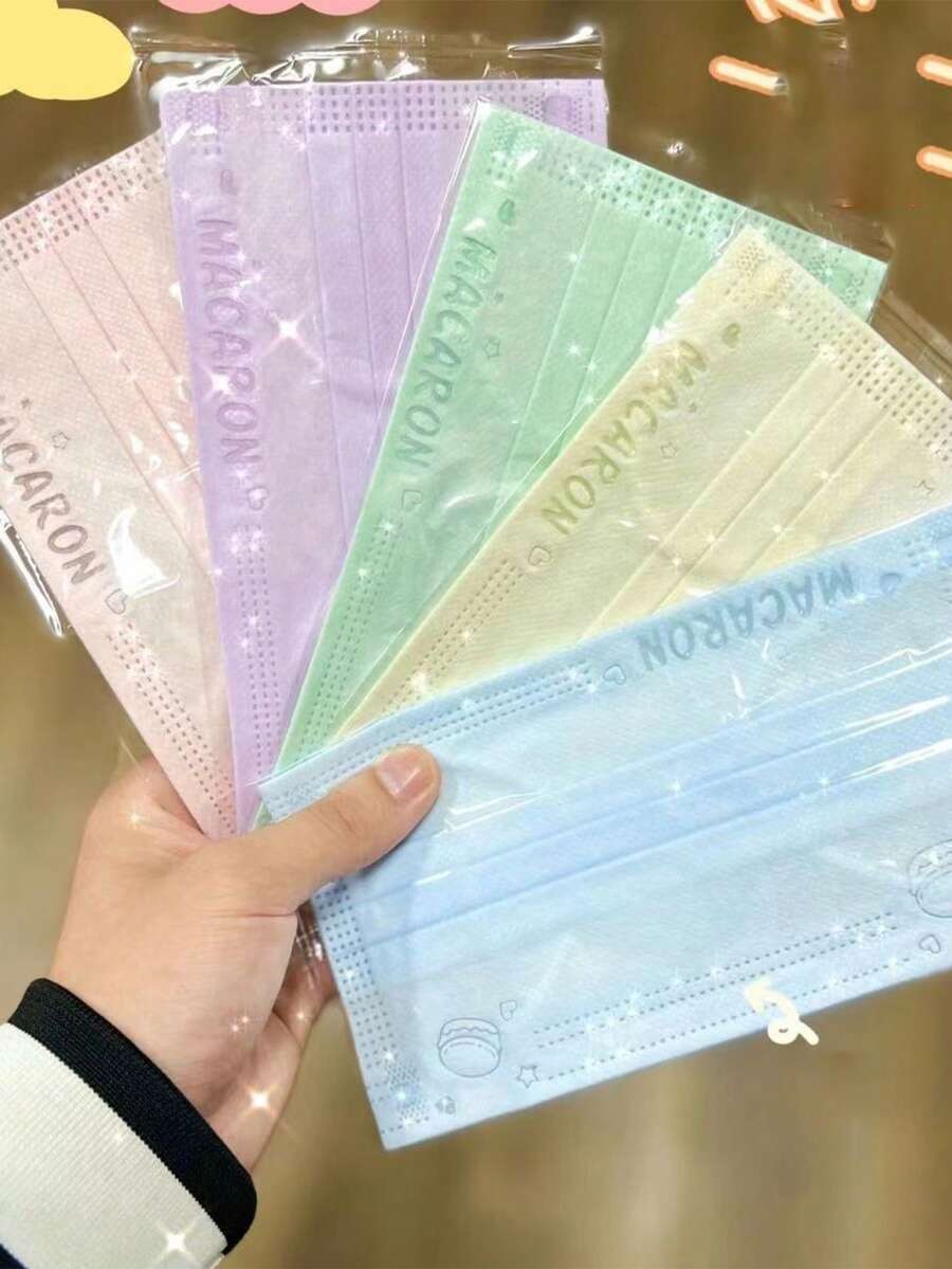 30/60 Mascarillas desechables de tres capas para adultos, transpirables, con embalaje independiente, de estilo macaron, elegantes y cómodas