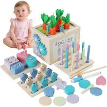 Juguetes Montessori 10 en 1 para Niños - Material Didáctico Preescolar con Pesca, Engranajes, Formas, Dibujo |   Juguete Educativo Juguetes Didacticos Multifuncional para Niños y Niñas - Azul - Ver 1