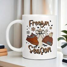 1pc "Halloween Theme Ceramic Mug" Mug, Coffee Cup, Tea Cup 11oz And 15oz "Halloween Frozen Season" Pattern, The Best Halloween Holiday Gift For Friends And Family, High Temperature Resistant, Machine - 白色 - 查看 1