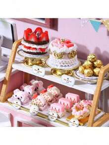 3D拼图模型 - 带防尘罩的蛋糕店，厨房/卧室/店铺场景装饰，DIY微缩模型套件，含家具，青少年及成人圣诞节/生日礼物，无需胶水或电池 - 彩色 - 查看 6