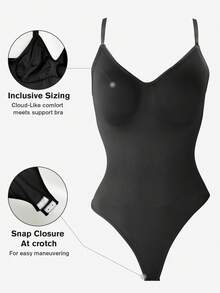 1pc Women's Backless Seamless Bodysuits Shapewear - Black - View 2