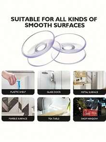 Bohemian Style Transparent Double-Sided Suction Cup Hook - Easy Installation, No Drilling Required For Wall Mounting, Multi-Purpose Non-Slip Mat, Mushroom Head Suction Cup Suitable For Glass Surfaces, Practical Hook, Multi-Function Hook - Clear - View 3