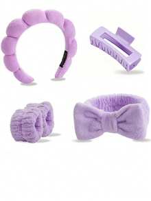 5 قطع مجموعة شريط الرأس والرسغ من الميكروفايبر الفاخرة، شريط رأس لغسل الوجه، شريط رأس للمكياج، شريط رأس للعناية بالبشرة، شريط رأس من الفلوفي الأحمر الناعم، شريط رأس ماصّ من القماش الفوطة الناعم للعناية بالبشرة وإزالة المكياج والاستحمام، مناسب للنساء والفتيات