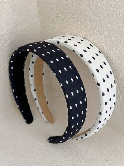 2pcs/1pc Polka Dot Minimalist Fashion Headband, Casual Polyester Fiber Headwrap, All Season Head Accessories Hairband Beauty Home Hair Accessories