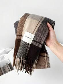 1 Stück Damen Karomuster Schal mit Fransen, Kunstkaschmir, warm, geeignet als Accessoire für den täglichen Gebrauch im Herbst und Winter - Verschiedenfarbig - Übersicht 10