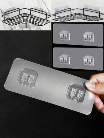 多功能免钻孔透明双爪强力粘钩，非常适合浴室水槽、厨房、办公室和卧室收纳。