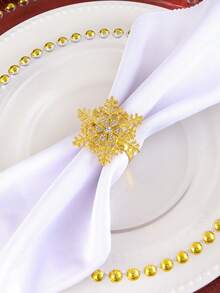 4/6pcs Christmas Snowflake Napkin Rings, Suitable For Christmas Home Dining Table Decor Napkin Holders, Snowflake Napkin Clips - Multicolor - View 4