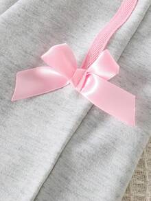 2件套 时尚蝴蝶结装饰圆领插肩袖长袖卫衣和宽松阔腿裤，适合少女秋季穿着 - 灰色 - 查看 8