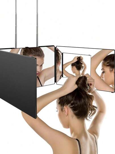 360° 3-Way Adjustable Self Hair Cutting Mirror - Anti-Fog HD Glass, Portable Folding Design For Home, Travel, Gym & Salon Use - Perfect For Men's Shaving, Women's Hair Styling, Makeup, Students & Professionals - Space-Saving, Bathroom Decor & Grooming Organizer,Cheap,Stocking Stuffers,Makeup,Makeup Tools,Cheap Stuff,Gifts,Gifts For Women,Christmas Gifts