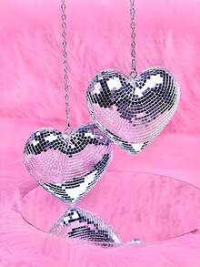 Quả cầu disco hình trái tim, quả cầu disco phản quang kiểu cổ điển, đồ trang trí disco treo, quả cầu gương treo màu bạc có dây xích, quà tặng ngày Valentine, thích hợp cho bàn làm việc, bàn ăn, phòng ngủ, nhà cửa, quán bar. - Nhiều màu - Xem 5