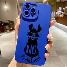 2026 nueva funda de teléfono mate, funda de teléfono con diseño de lama usando gafas de sol y texto No Probllama para iPhone 17 14 13 12 11 Pro Max y  Galaxy S23 S22 S21 S20 Ultra Plus, funda de teléfono para pareja, regalo para novio y novia, regalo de San Valentín y cumpleaños - Azul Klein - Ver 2