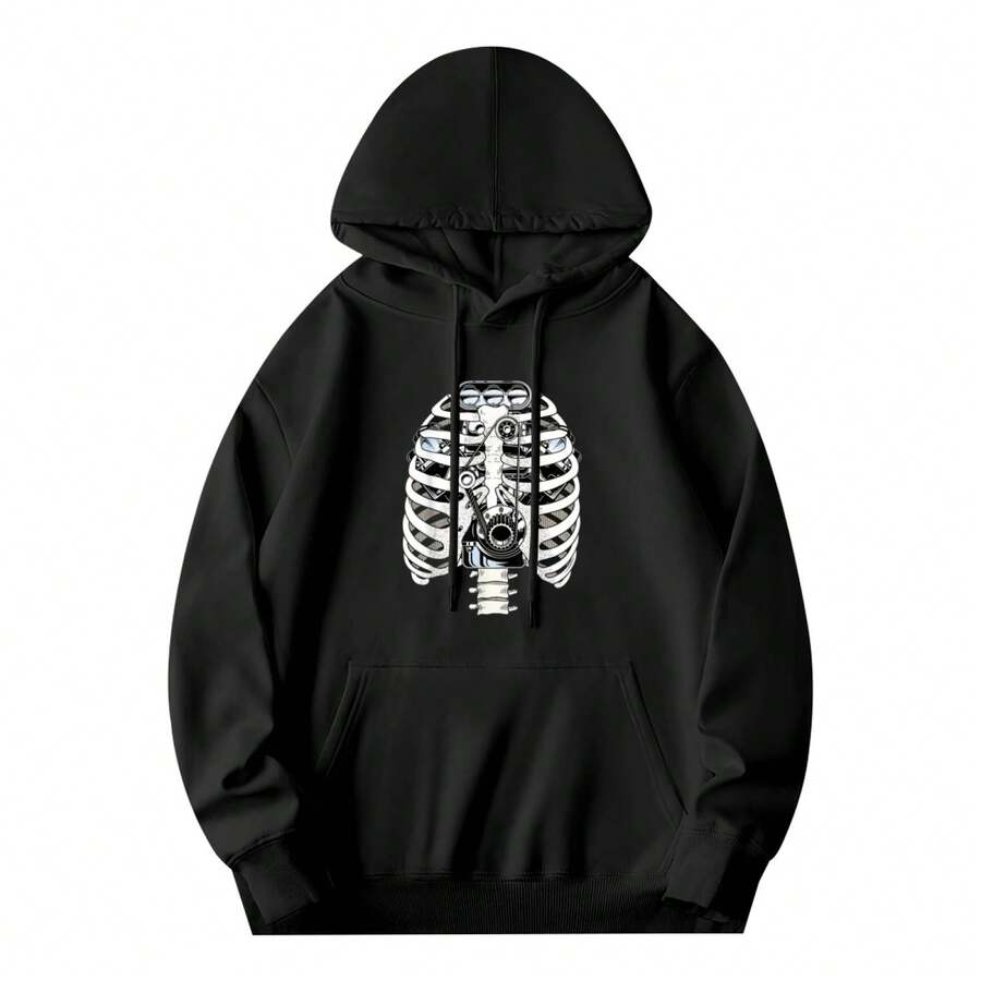Mechanic Automotive Engineer Skeleton Mechanic Men's Hoodie,Soft And Breathable Fabric, Loose Style, Perfect For Concerts And Hiking Trips - 款式9 - 查看 1