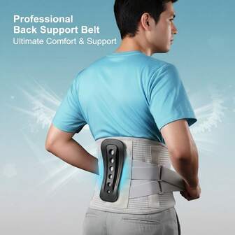1pc Heavy Duty Back Brace For Women Men - Bionic Spine Design With 3 Support Stays, 360° Lumbar Support Belt For Work & Gym Sports
