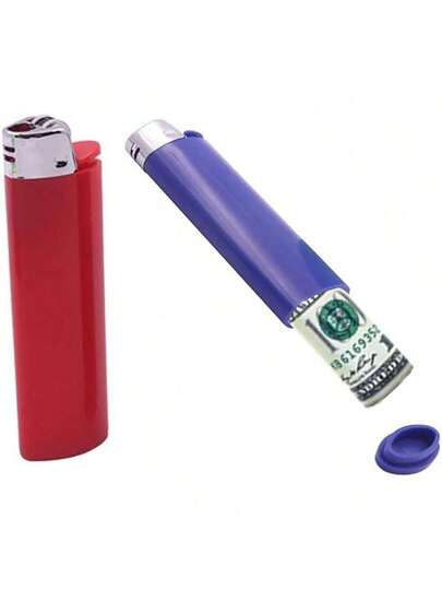 1pc Mini Fake Lighter (No Flint) Hidden Storage Box, Outdoor Party Medicine Jewelry Valuables Safe Box (Only For Small Items), Disguised As Lighter