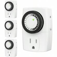 BND-60/U47 Indoor Mini 24-Hour Mechanical Outlet Timer 3-Prong 2-Pack