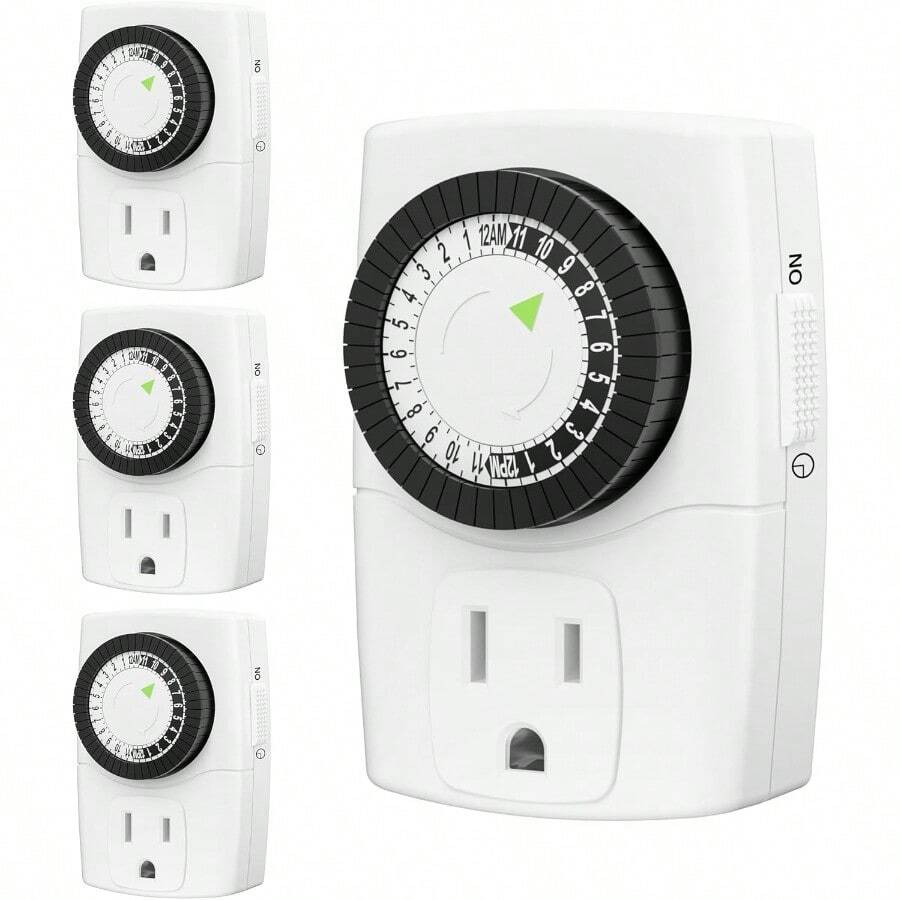 BND-60/U47 Indoor Mini 24-Hour Mechanical Outlet Timer 3-Prong 2-Pack