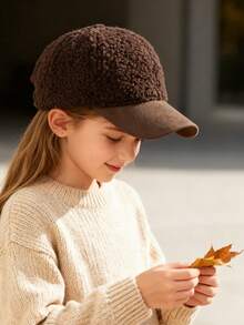 1pc Children's Solid Color Wool Baseball Cap, Suitable For Different Age Groups Of Children And Teenagers For Daily Warmth And Casual Wear - 1PC - View 5