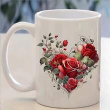 12张花卉爱心UV DTF包装贴纸 - 自粘转印纸，适用于马克杯、玻璃杯、瓶子和DIY工艺品，PVC材质，浪漫玫瑰花卉图案，非常适合学校用品和艺术项目 - 彩色 - 查看 3