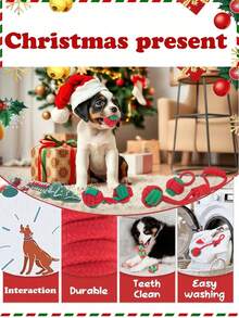 7 Piece Christmas Dog Rope Toys, Dog Toys, Puppy Dog Rope Toys, Dog Pulling Rope, Puppy Teething Rope For Cleaning And Chewing Teeth, Prevents Dogs From Getting Bored, Christmas Gifts,Valentine's Day, Gifts For Cats/Dogs - Multicolor - View 4