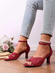 2025 Neue Lateintanzschuhe für Frauen, mittlerer hoher Absatz, weiche Sohle für Outdoor-Ballroom-Tanzen, Sommer Peep-Zehen sexy retro römischer eleganter europäischer und amerikanischer Stil Kreuzriemen Damen High Heel Sandalen - Bordeaux - Übersicht 4