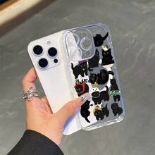 Funda para teléfono : 1 Funda de teléfono transparente magnética inalámbrica de lujo de alta gama, moda de verano, linterna de calabaza de Halloween de gato negro,  minimalista de lujo ligero de alta apariencia, para iPhone - transparente - Ver 4