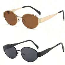 Gafas de marco ovalado de metal retro y bohemio con bloques de color que crean una atmósfera de vacaciones bohemias, perfectas para el verano, la playa, al aire libre, los viajes y el estilo retro. Un regalo perfecto para Navidad o San Valentín.