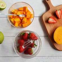 1pc Glass Food Storage Container With Lid, Airtight Leak-Proof, Heat Resistant, Fruit & Snack Organizer, Kitchen Salad Bowl - Clear - View 3