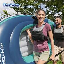 Bestway 61153 Double-Person Inflatable Float - Made Of Durable PVC Material, Comes In A Set, With Large Buoyancy And Stability, Suitable For Beach Fishing And Drifting. - Grey - View 4