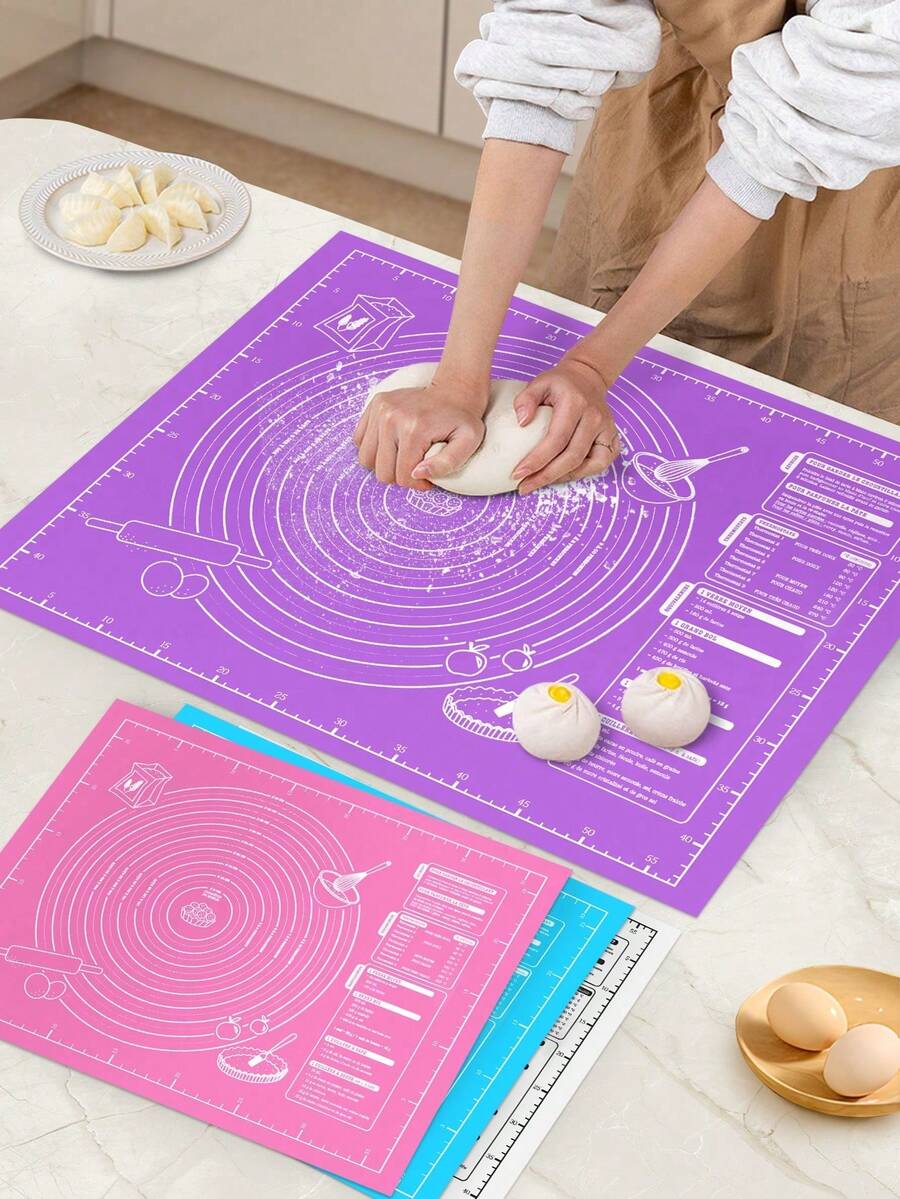 1pc Kneading Mat - Non-Stick, Easy To Clean - Blue/Purple/White/Pink Options, Convenient Cleaning, Suitable For Cookie, Dough, Cake Baking, Essential Baking Tool For Chinese Pastries, Great For Christmas, Easter, Thanksgiving - Multicolor - View 1
