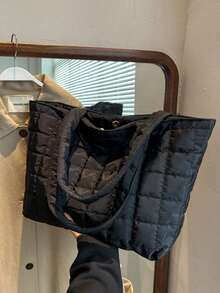 Bolso de tote acolchado de alta capacidad y ultra ligero - Rosa - Ver 1