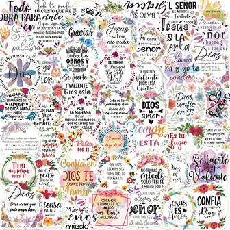 50张全新西班牙语励志文字系列贴纸，DIY装饰滑板、手机壳，PVC材质