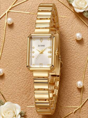 1pc/Set Teenager's Minimalist Mixed Bar Scale Square Dial Steel Band Quartz Watch, Suitable For Birthday, Halloween, Year-End Promotion Gifts