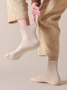 1双/3双装男士纯棉短袜，纯色弹力简约百搭日常黑白灰商务舒适短袜