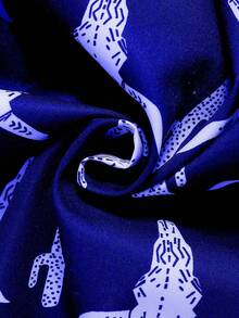 Boys' Casual Loose Breathable Short Sleeve Skull Print Vacation Shirt, Summer - Royal Blue - View 6