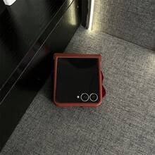 Koreanischer Stil Burgunderroter Samt Schleife minimalistische Handyhülle, kompatibel mit Samsung Galaxy ZFlip7, Flip8, Z Flip6, ZFlip 5, stoßfeste Rückseite - Bordeaux - Übersicht 9