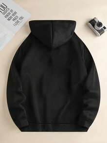 Sudadera para hombre estilo mexicano estampado de bandera tela premium mezcla de algodón holgado con capucha manga larga otoño/invierno casual para fiestas y salidas - Negro - Ver 2