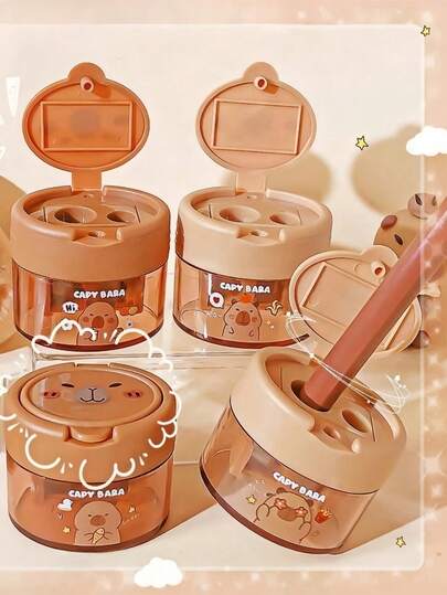 1pc/3pcs/5pcs/8pcs/24pcs Grey Capybara Manual Pencil Sharpener, The Favorite Capybara Pencil Sharpener For Children, Compact Mechanical Pencil Sharpener For Back-To-School Season, Portable Desktop Decorative Pencil Sharpener, Suitable For Schools And Offices, School Supplies For Boys And Girls, And A Reward Gift For Children