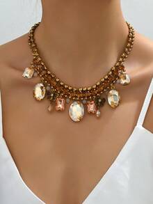 1pc Korean Collarbone Chain, New Fashion Crystal Pendant Necklace For Women