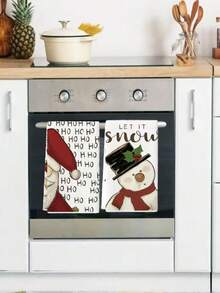 2pcs Christmas Gnome Kitchen Towels - Soft, Absorbent Microfiber Dish & Hand Towels For Holiday Decor, Perfect For Cooking, Baking & Cleaning - Black - View 5