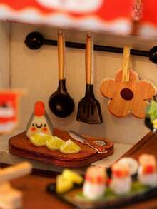 寿司店 - 建筑模型装饰，带防尘罩，厨房/卧室/店铺场景，房间装饰，3D拼图DIY手工微缩模型套件，包含家具，青少年及成人圣诞节/生日礼物，无需胶水或电池 - 彩色 - 查看 7