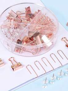 Set de 72 piezas de clips de papel y sujetadores, de vuelta a la escuela - Oro rosa - Ver 8