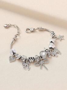 1pc Luxury Elegant Brand Fashion Handmade Beaded Crystal Bow, Star & Music Symbol Adjustable Copper Bracelet For Teen, Suitable As Gift For Ladies, Bars, Nightclubs, Traveling, Parties, Casual Everyday Wear - Multicolor - View 5