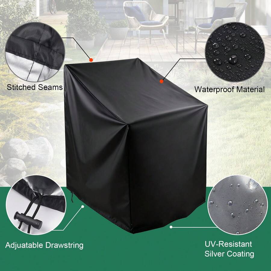 Outdoor Dust Cover, Furniture Cover, Sofa Cover, Sun Protection Cover For Patio, Black, Suitable For Indoor Household Chairs, Outdoor Garden Chair Protection - Black - View 1