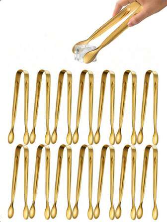 Pinzas mini de acero inoxidable para servir aperitivos, helados y azúcar - Accesorios perfectos para buffet o utensilios de cocina, pinzas para postres, mini pinzas para alimentos, pinzas para aperitivos, utensilios de servir modernos, herramienta de cocina elegante, material resistente a la oxidación, construcción resistente, pinzas multiusos, para anfitriones de fiestas, cafeterías [Estilo enviado al azar; el color puede variar; el embalaje también será aleatorio]