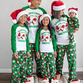 Family Christmas Pajamas Set, Letter Print Home Clothes, Women's Christmas Outfit