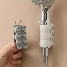 1个毛毛虫造型淋浴喷头支架，灰白色，2个可移动吸盘式淋浴喷头支架，可拆卸通用硅胶淋浴喷头支架配件，浴室用品，浴室工具 - 白色 - 查看 3