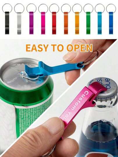 10/20/50pcs Mix Color Personalized Keychain Beer Bottle Openers - Engraved Metal Key Ring Accessories, Ideal For Wedding Favors, Promotional Items, Durable & Lightweight, Power-Free Use