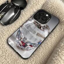 Funda para teléfono con patrón de cristal espejo plateado, impresión de periódico y texto Zerom para iPhone 14 Pro Max y  Galaxy S23 Ultra, adecuada para todas las estaciones, opción de regalo ideal. - Negro - Ver 5
