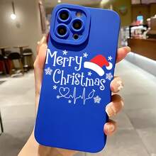2026 nueva funda de teléfono mate, funda de teléfono diseño de gorro de Papá Noel, copos de nieve y corazón para iPhone 17 14 13 12 11 Pro Max Se  Galaxy S23 S22 S21 S20 Note 20 10, regalo de pareja para él y ella, presente de vacaciones - Blanco antiguo - Ver 4