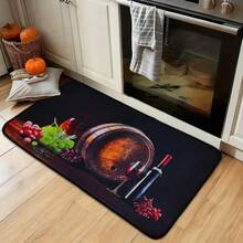 1/2/3 件套厨房地毯，酒红色图案，可机洗，手工编织涤纶地毯，适用于卧室、客厅、餐厅、厨房、浴室和玄关。 - 彩色 - 查看 4